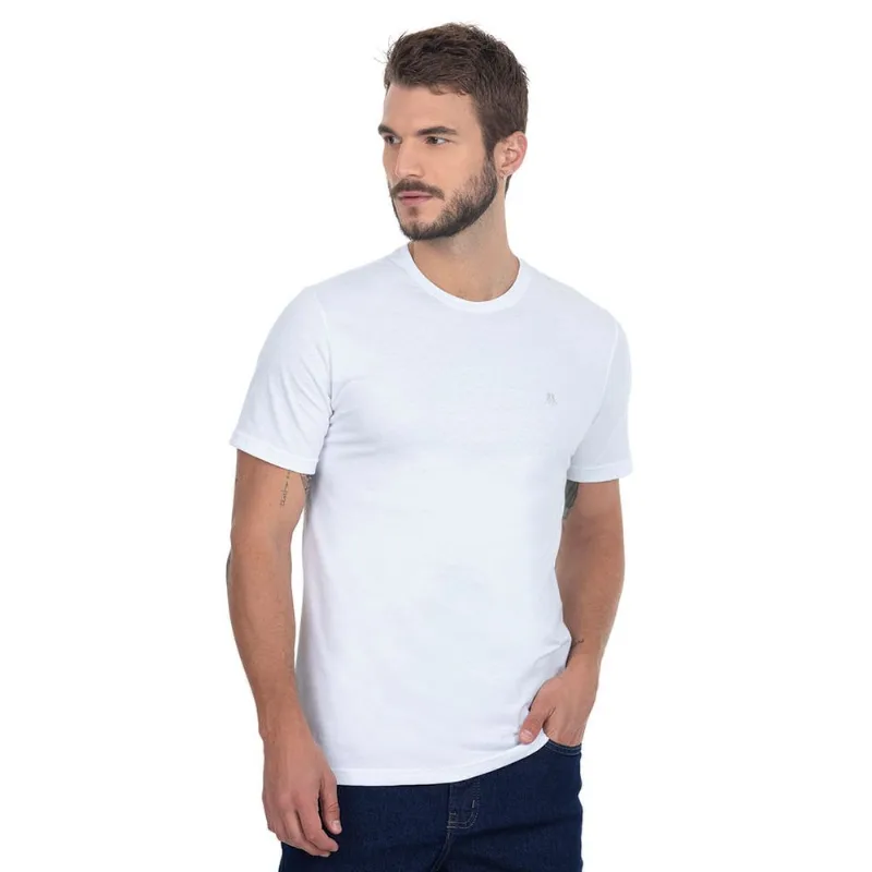 Camiseta Masculina Bordado Areia Branco Polo Wear P