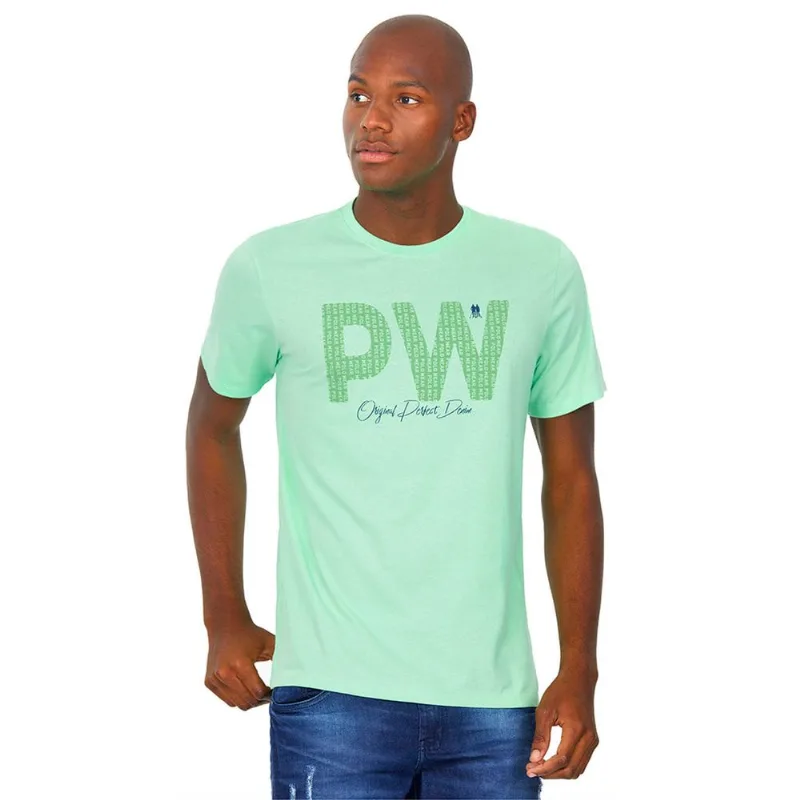 Camiseta Masculina Estampada Polo Wear Verde Claro GG