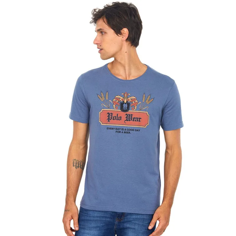 Camiseta Estampada Azul Claro Polo Wear GG