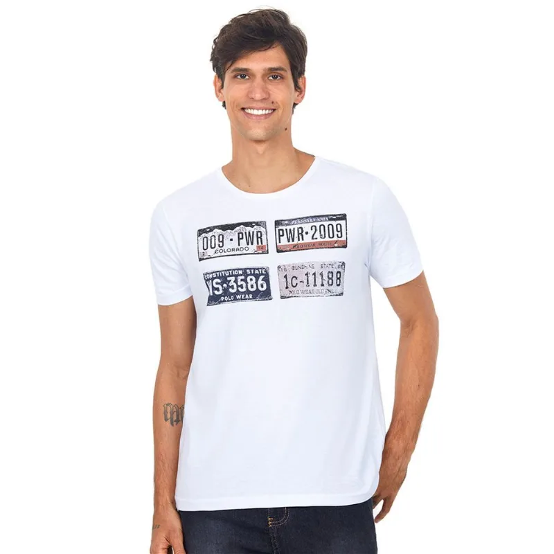 Camiseta Estampada Branco Polo Wear P