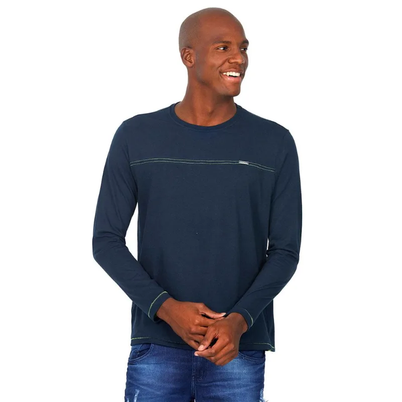 Camiseta Bolso Manga Longa Azul Escuro Polo Wear M