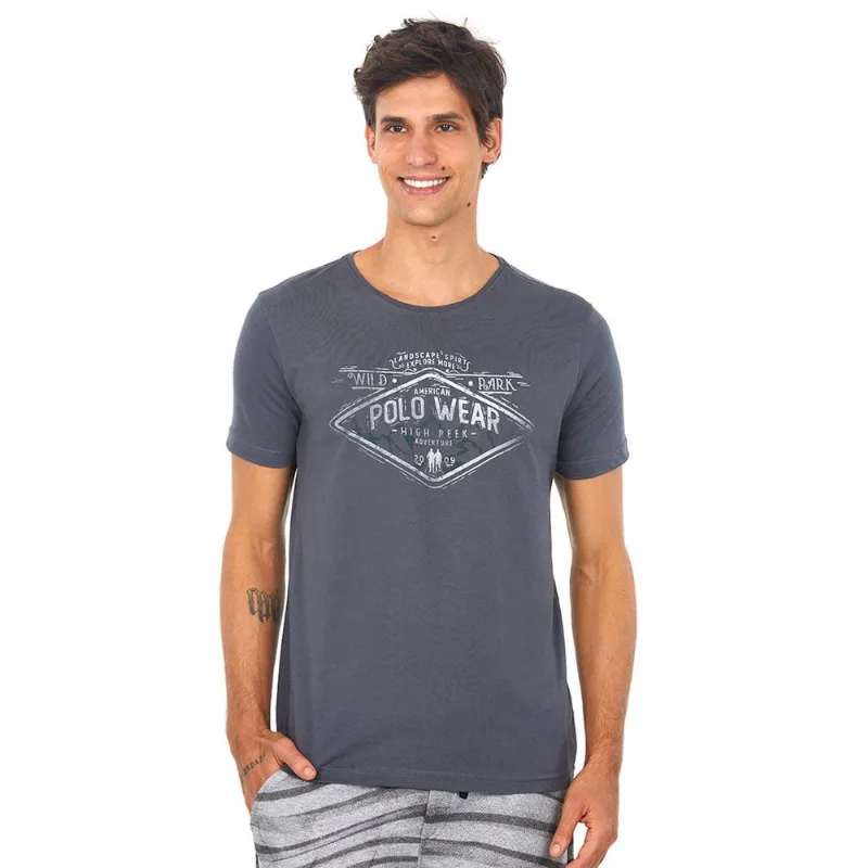Camiseta Estampada Cinza Escuro Polo Wear M