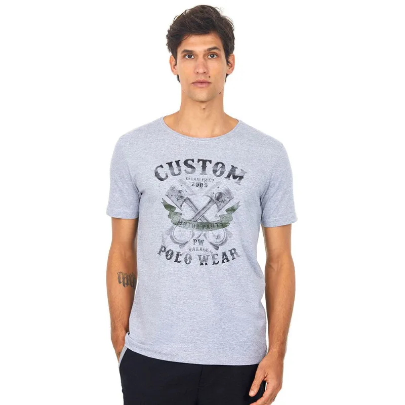 Camiseta Estampada Mescla Médio Polo Wear Cinza G