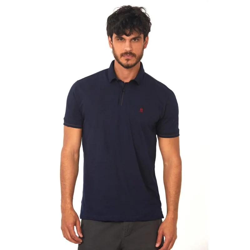 Polo Meia Malha Azul Escuro Polo Wear G