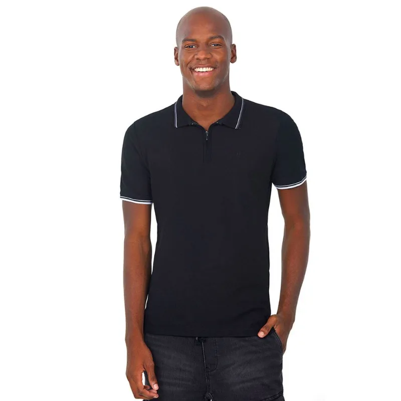 Polo Com Ziper Preto Polo Wear G