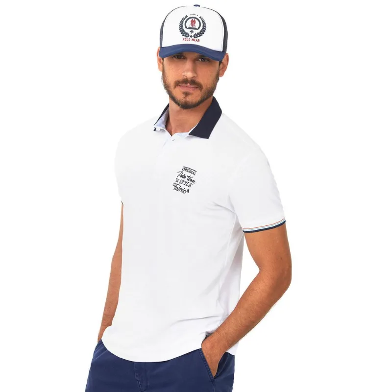 Polo Piquet Detalhe Plano Branco Polo Wear G