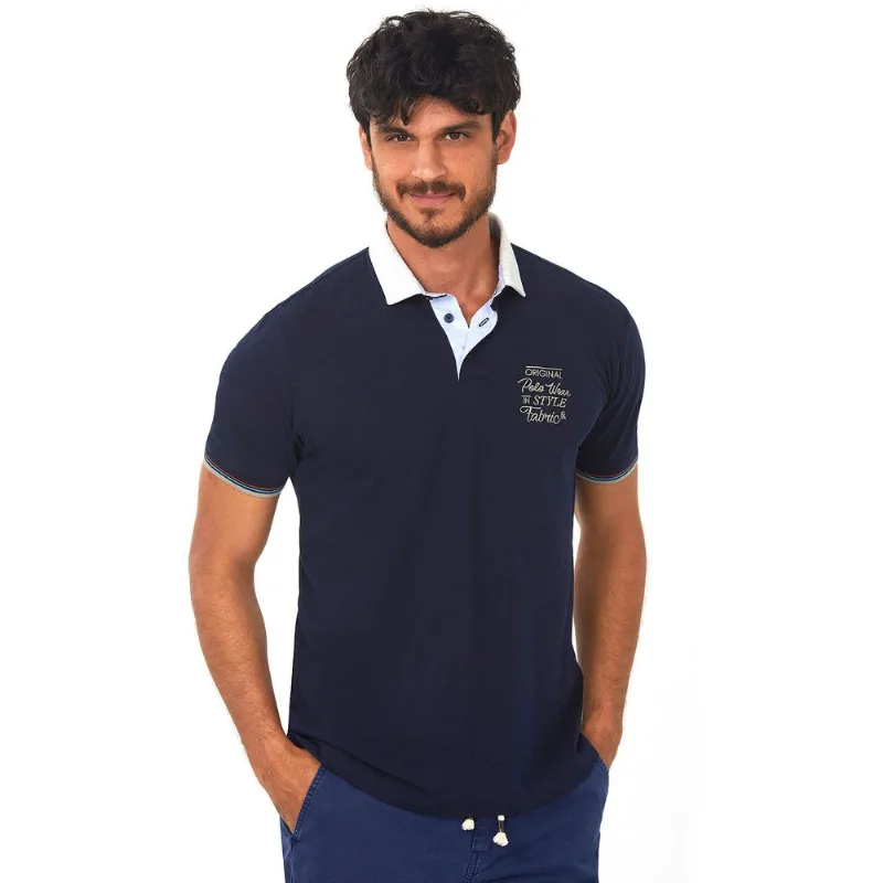 Polo Piquet Detalhe Plano Azul Escuro Polo Wear P