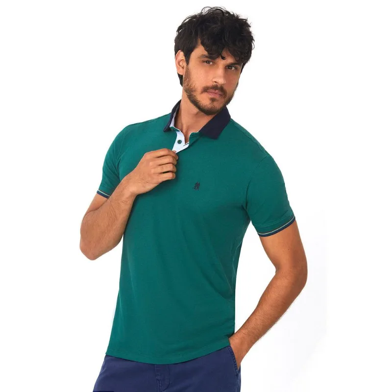 Polo Piquet Detalhe Plano Verde Escuro Polo Wear P
