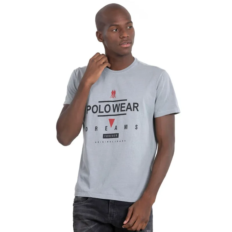 Camiseta Masculina Tinturada Silk Dreams Polo Wear Cinza Médio M