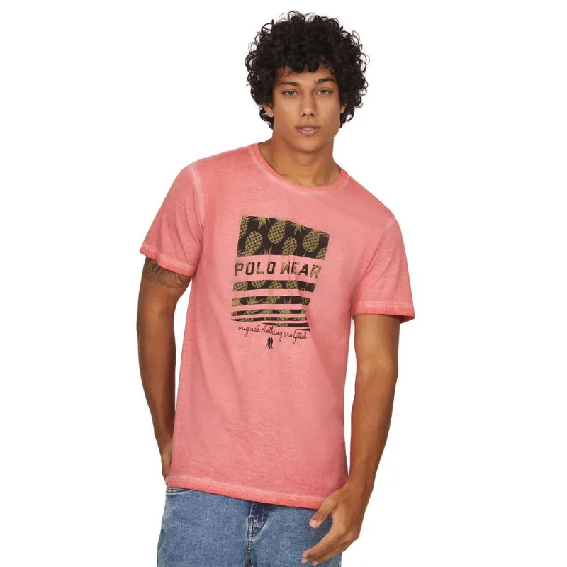 Camiseta Masculina Estampada Polo Wear Vermelho Médio P