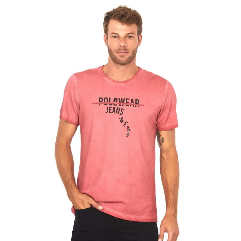 Camiseta Masculina Estampada Polo Wear Vermelho Médio P