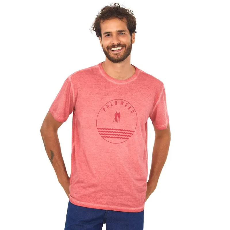 Camiseta Masculina Estampada Polo Wear Vermelho Escuro P