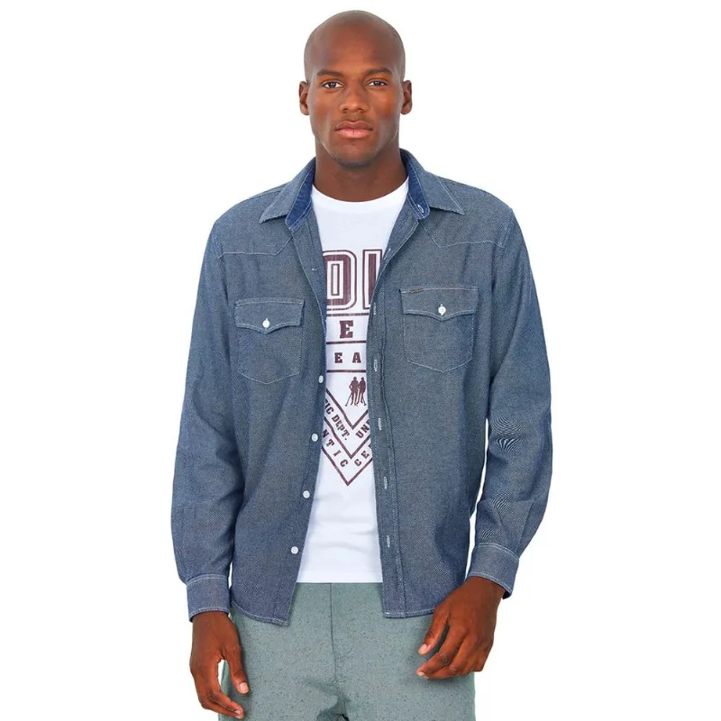 Camisa Masculina Detalhe Gola E Punho Jeans Medio Polo Wear 5