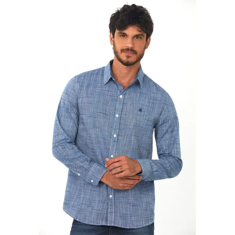 Camisa Masculina Azul Médio Polo Wear 3