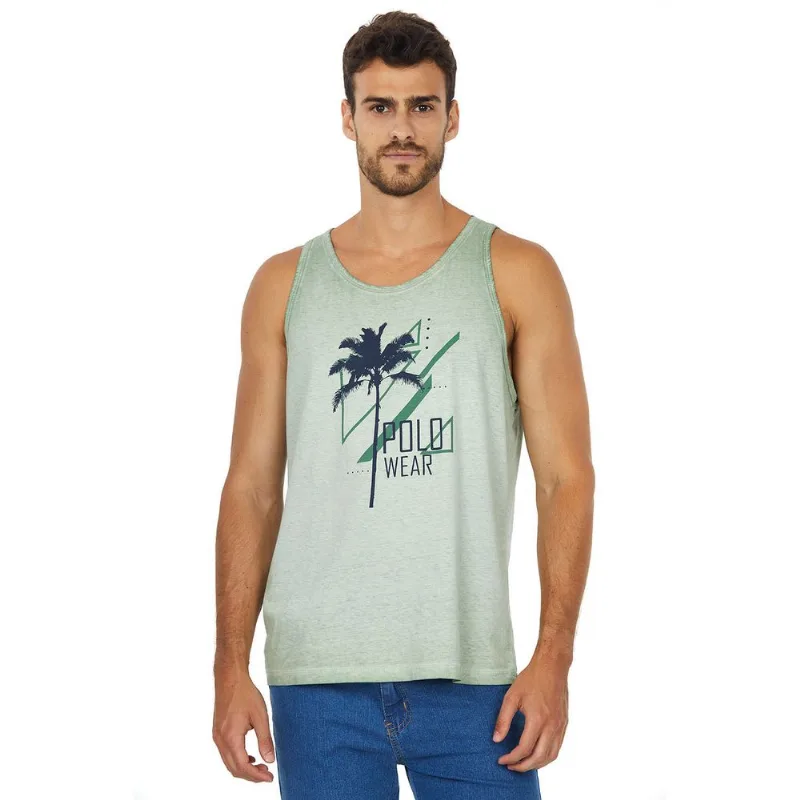 Regata Masc Gc Pt Estampada Polo Wear Verde Escuro G