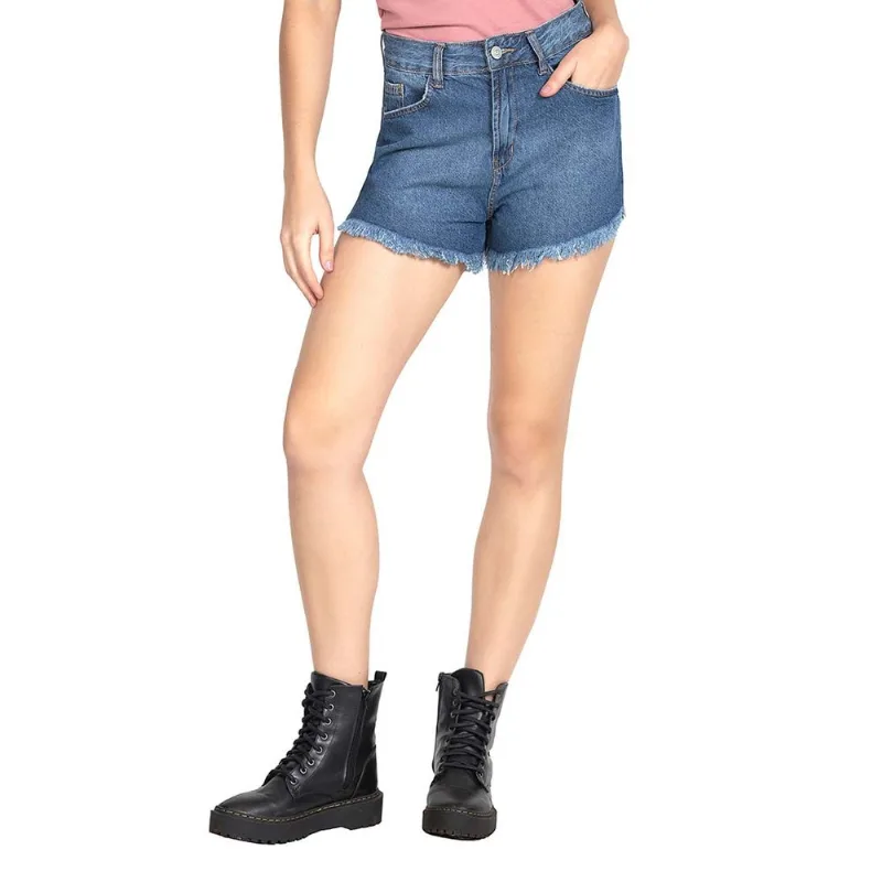 Shorts Feminino Barra A Fio Jeans Médio Polo Wear 42