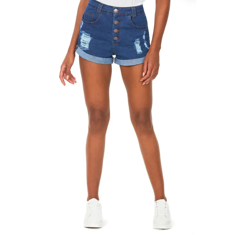 Shorts Feminino Hot Pant Jeans Médio Polo Wear 46