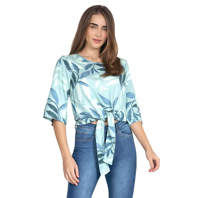 Blusa Estampada Manga Flare Verde Claro Polo Wear M