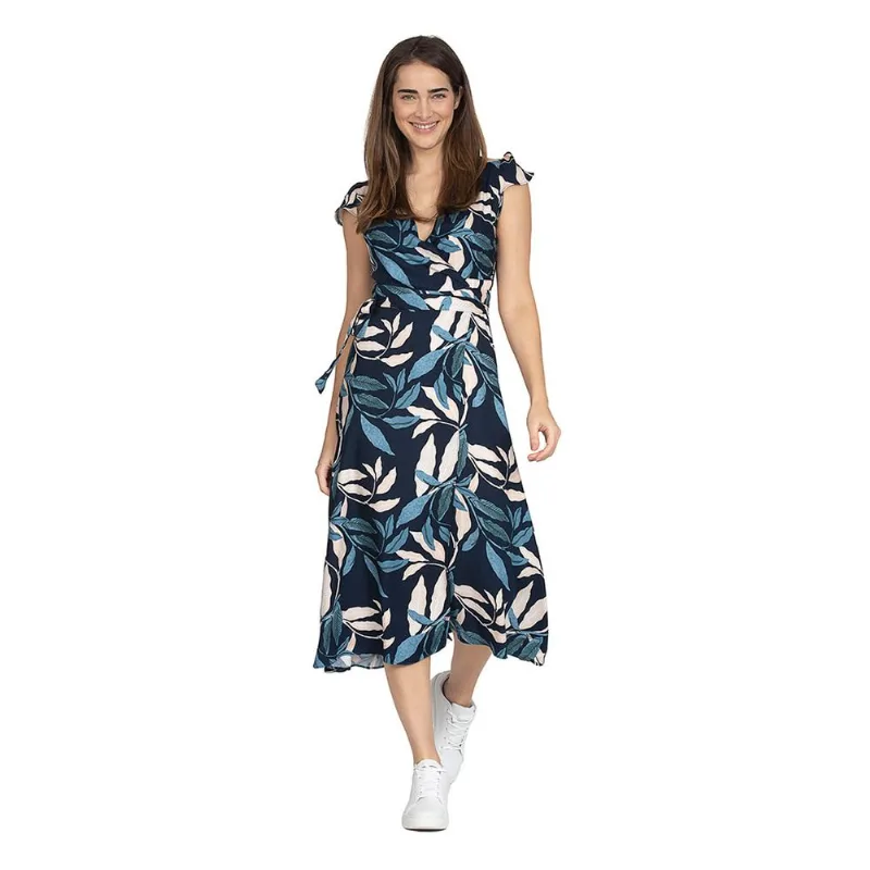 Vestido Estampado Transpassado Polo Wear Azul Médio P
