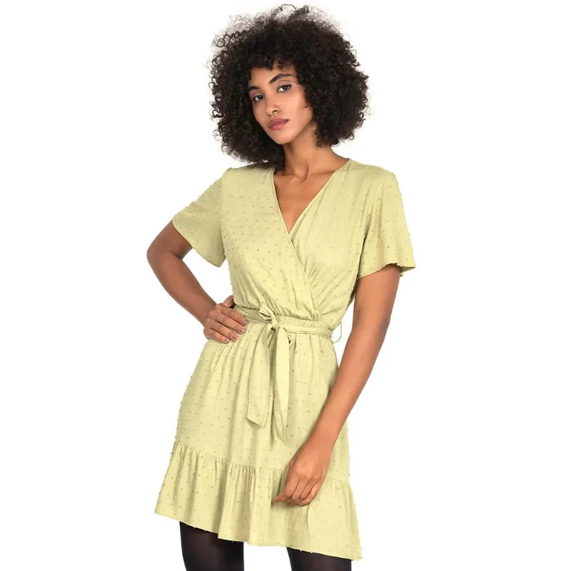 Vestido Transpassado Manga Curta Polo Wear Verde Claro G