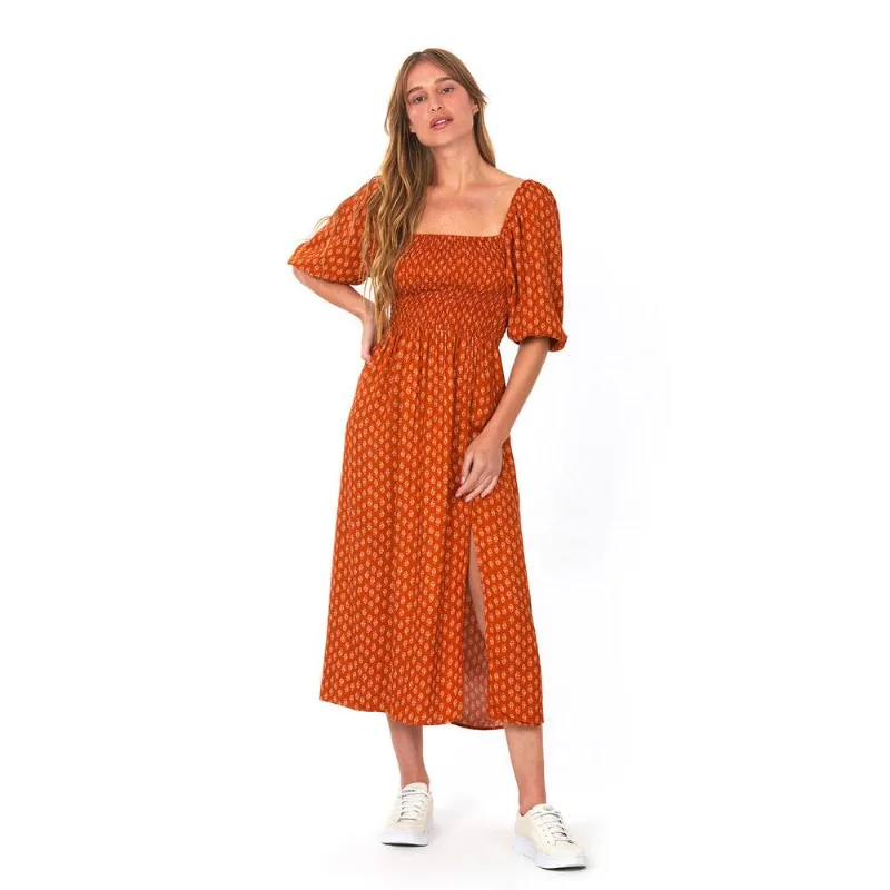 Vestido Manga Bufante Laranja Médio GG