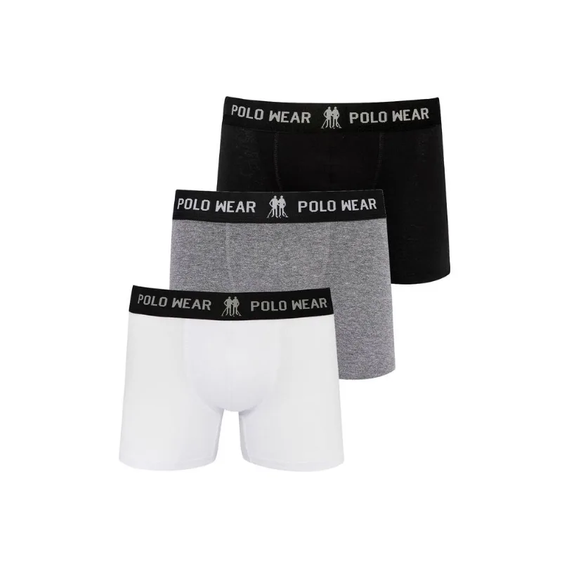 Kit 3 Cueca Boxers Branca Preta Mescla Polo Wear Sortido M
