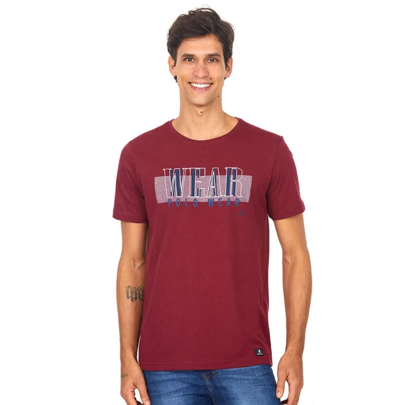 Camiseta Estampada Masculina Polo Wear Vinho GG