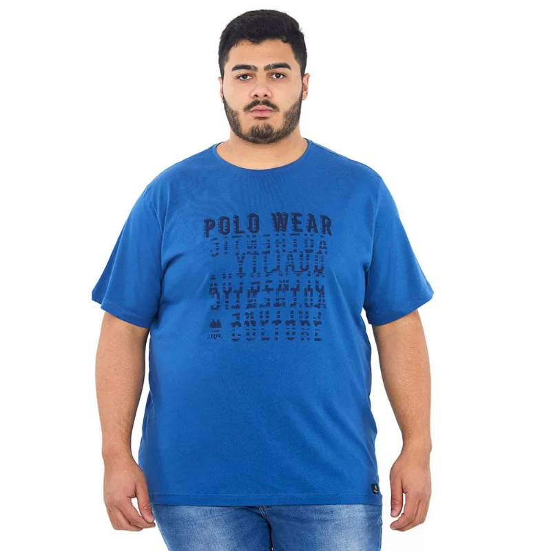 Camiseta Estampada Over Azul Médio Polo Wear G2