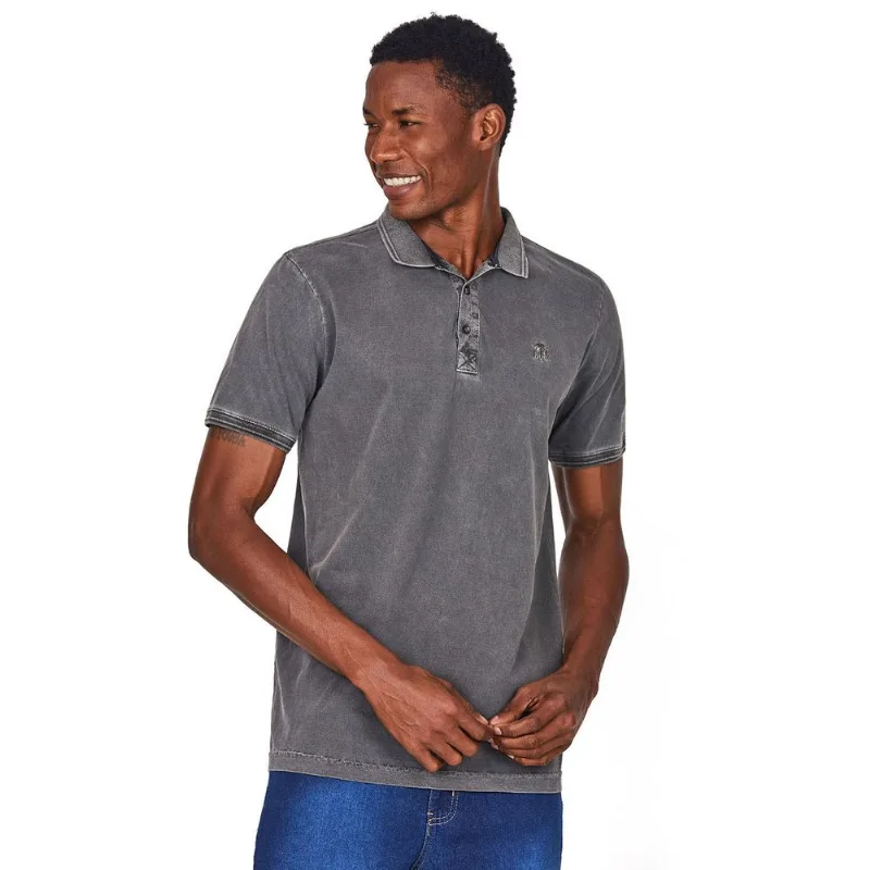 Polo Meia Malha Lavada Polo Wear Cinza Escuro P