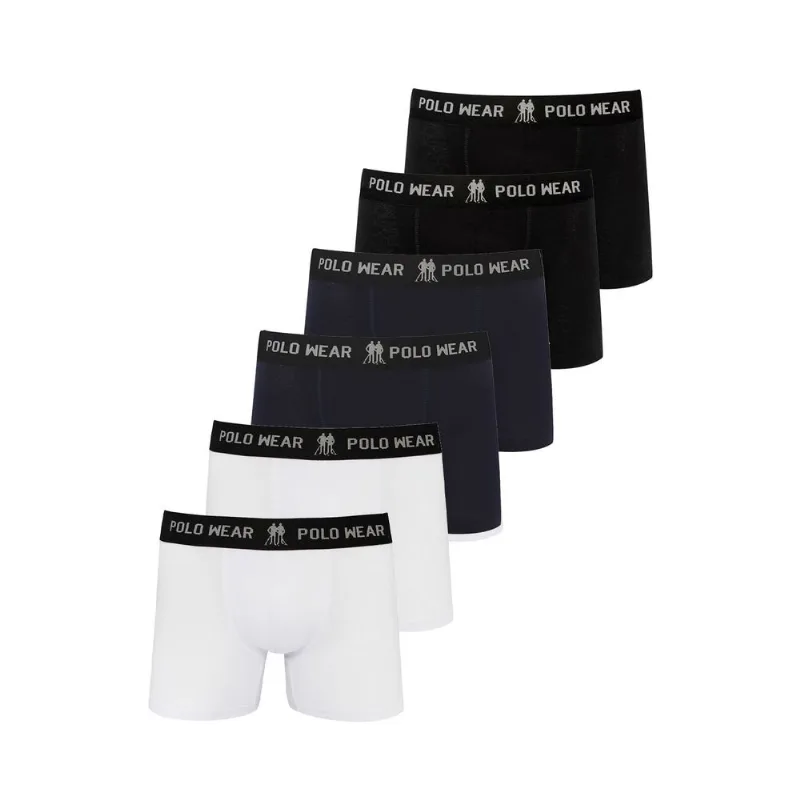 Kit 6 Cuecas Boxers Preta Branca E Azul Polo Wear Sortido Kit 6 Cuecas Boxers Preta Branca E Azul Polo Wear G