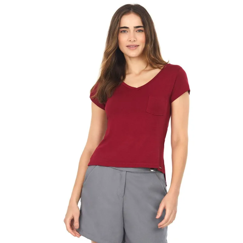 Camiseta Básica V Bolso Vinho Polo Wear GG