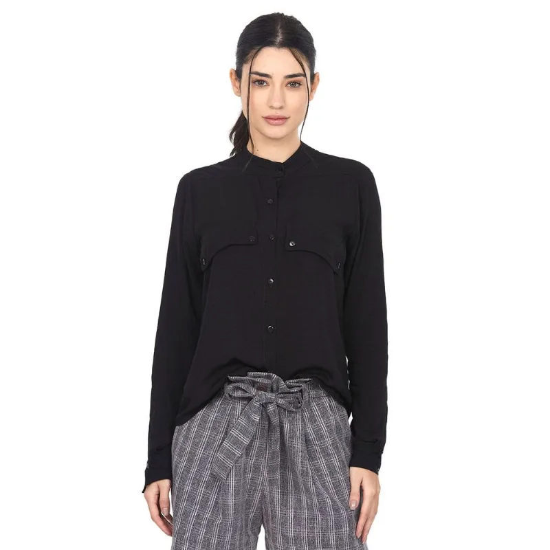Camisa Com Bolsos Gola Padre Polo Wear Preto PP