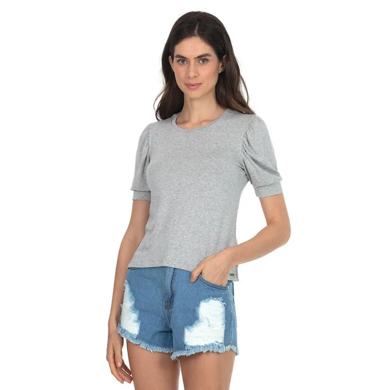 Blusa Manga Princesa Mescla Claro Polo Wear Cinza M