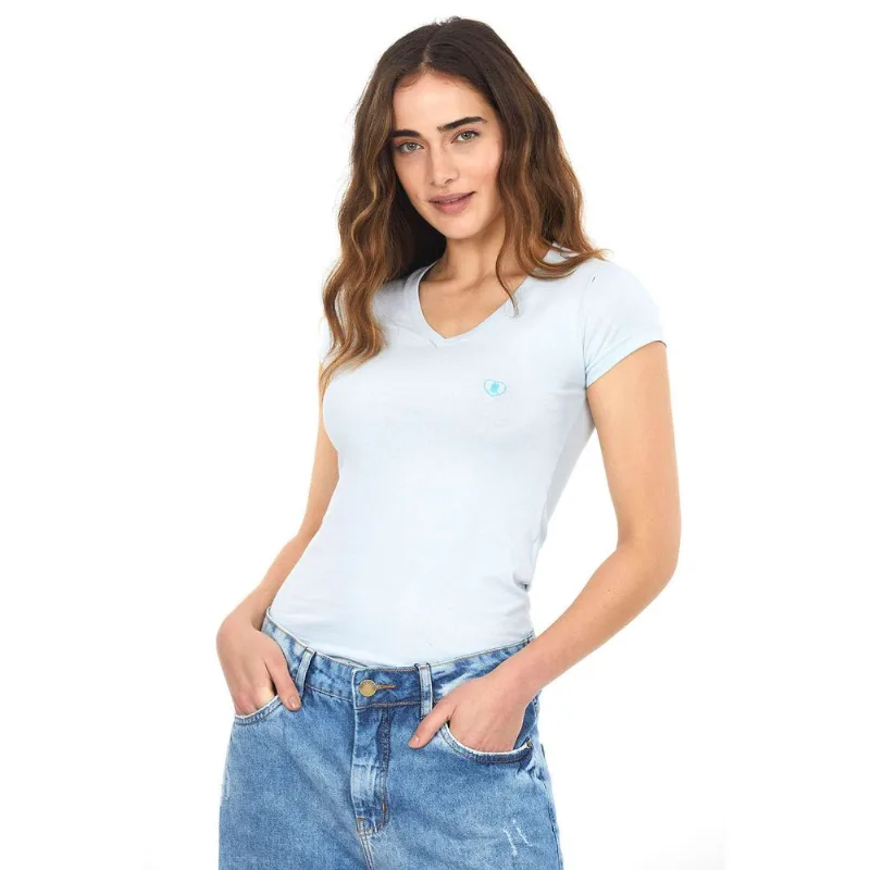 Camiseta Básica Decote V Polo Wear Azul Claro P