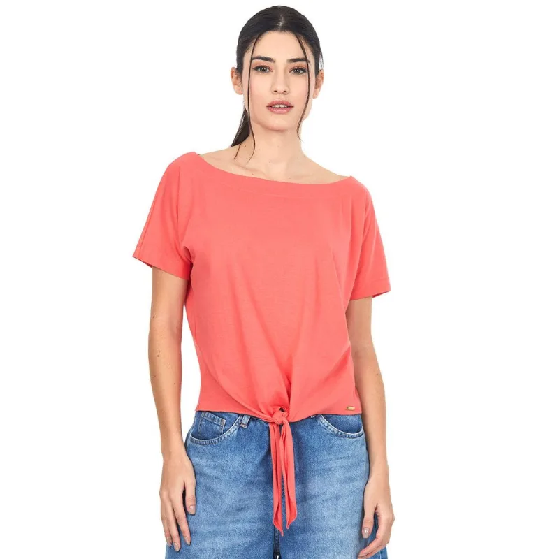 Camiseta Com Amarração Frontal Polo Wear Salmão G