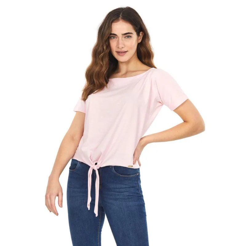 Camiseta Com Amarração Frontal Polo Wear Rosa Claro P