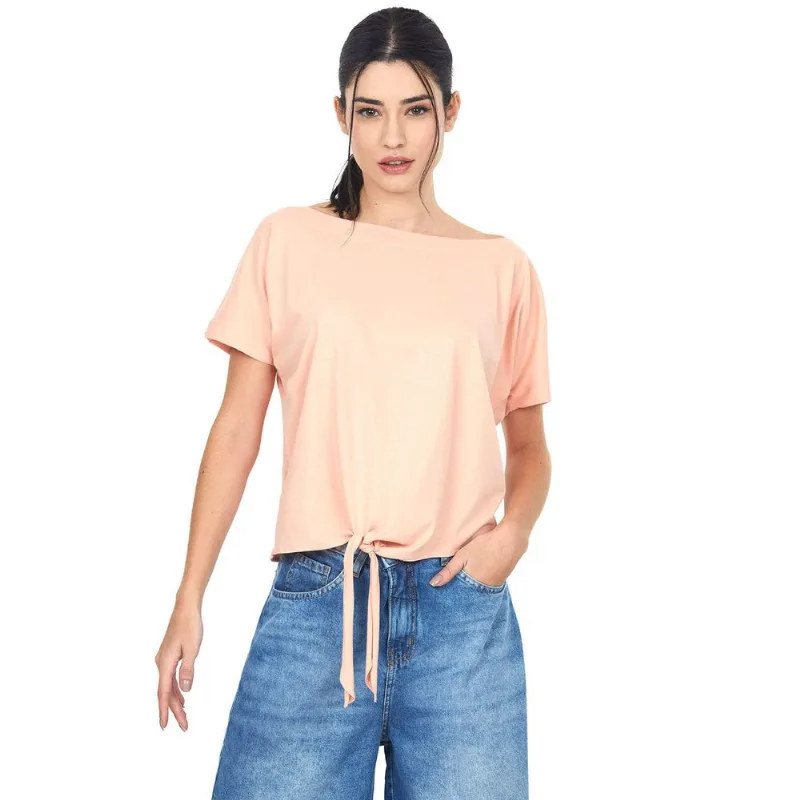 Camiseta Com Amarração Frontal Polo Wear Rosa Médio GG