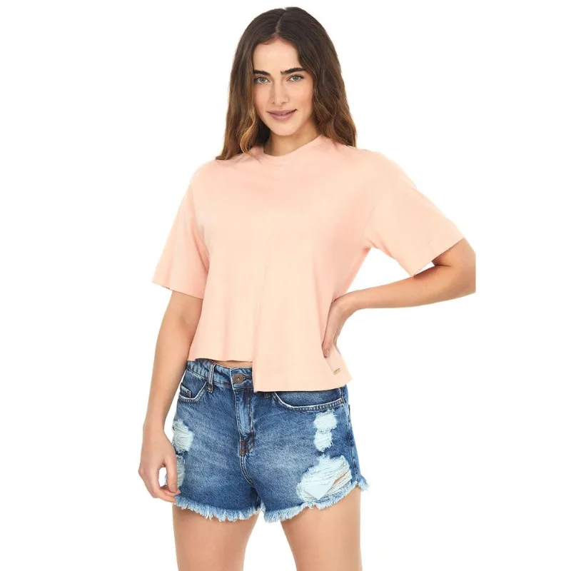Camiseta Assimétrica Rosa Médio Polo Wear G