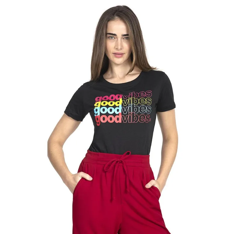 Camiseta Feminina Good Vibes Preto Polo Wear G