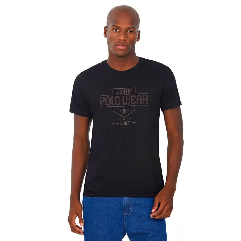 Camiseta Masculina Gola Careca Estampada Polo Wear Preto GG
