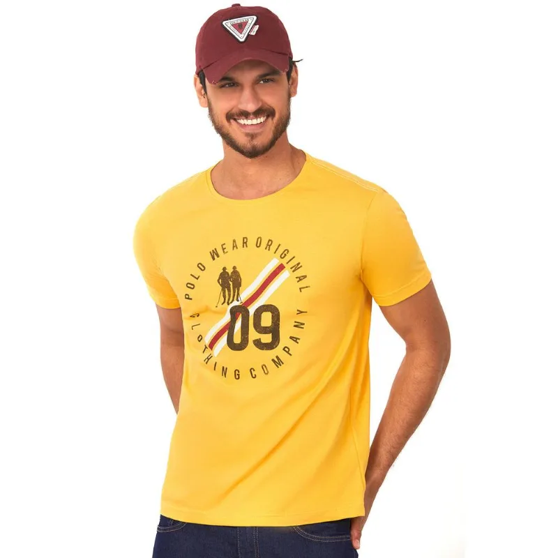 Camiseta Estampada Masculina Bege Médio Polo Wear GG