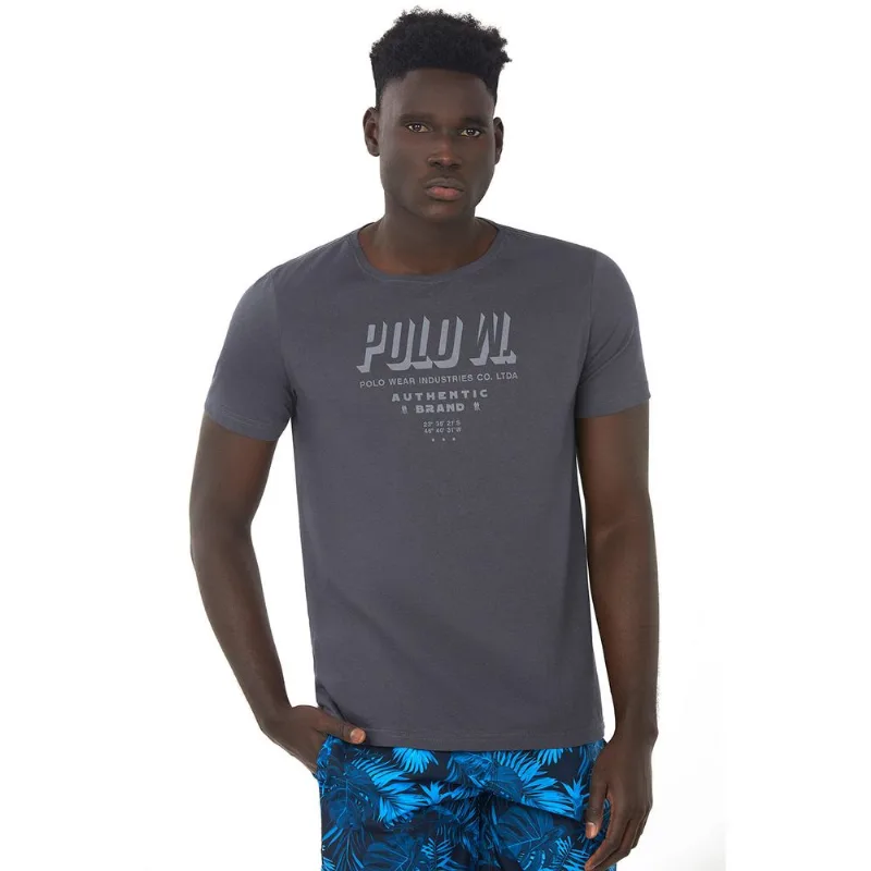 Camiseta Estampada Cinza Escuro Polo Wear M