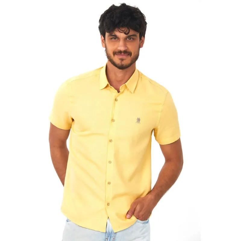 Camisa Viscolinho Polo Wear Amarelo Claro GG