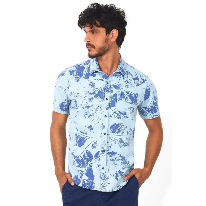 Camisa Cedro Estampado Polo Wear Azul Claro GG