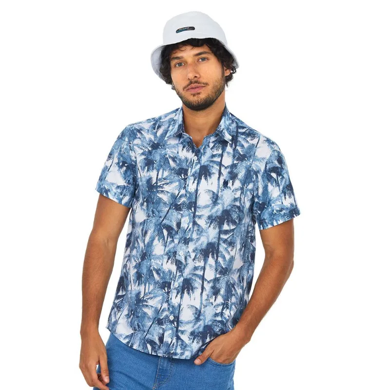 Camisa Mc Fit Misto Etampado Polo Wear Azul Médio GG