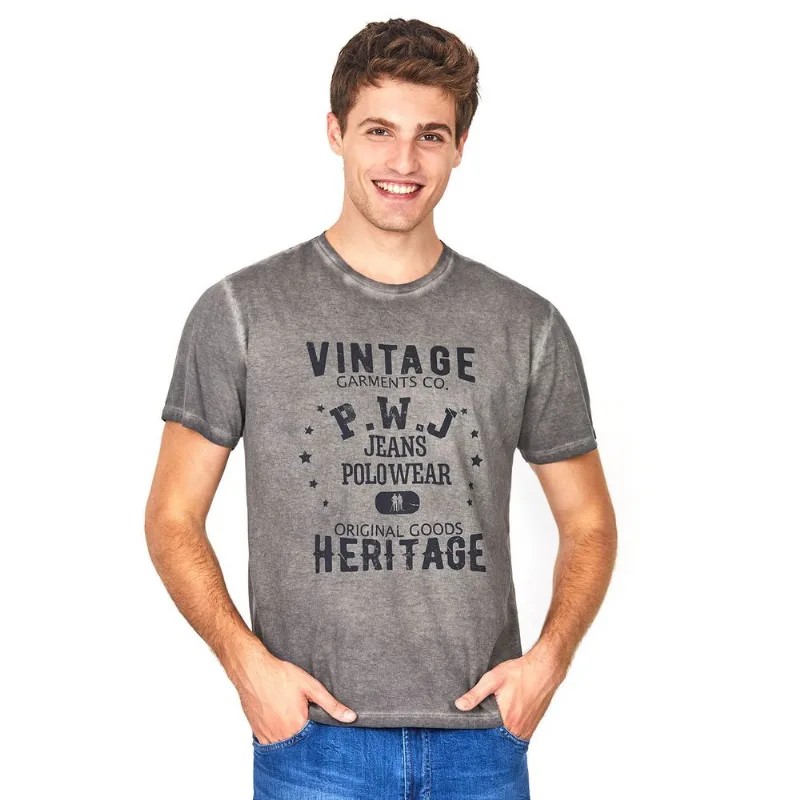 Camiseta Masculina Estampada Polo Wear Mescla Médio Cinza G