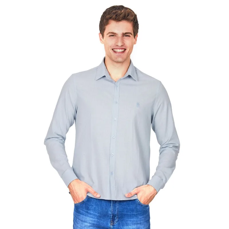 Camisa Fit Cambraia Color Polo Wear Azul Claro M
