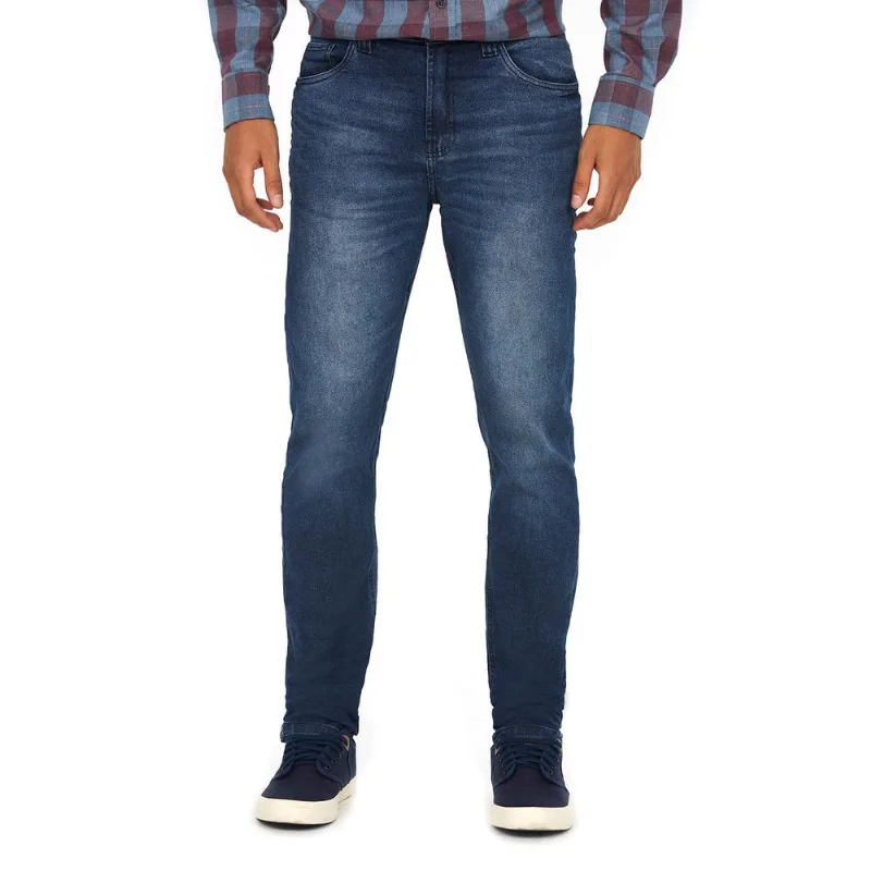 Calça Masculina Elástico Personalizado Polo Wear Jeans Escuro 46