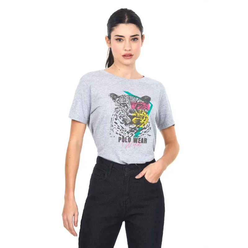 Camiseta Estampada Tigre Wild Polo Wear Mescla Médio Cinza P