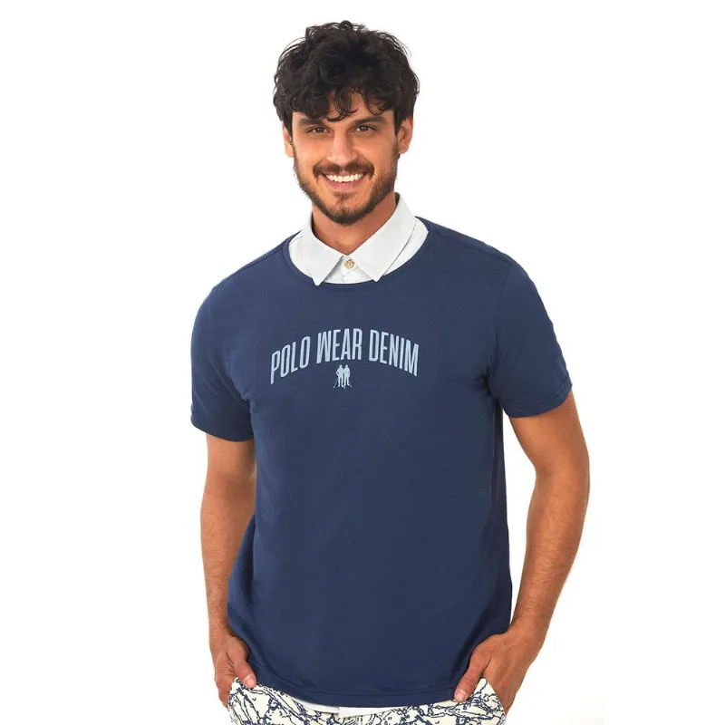 Camiseta Estampada Azul Escuro Polo Wear M